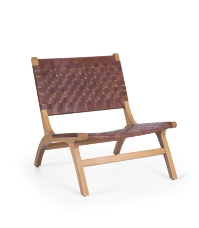 coral leather armchair image 1