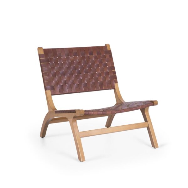 coral leather armchair image 1